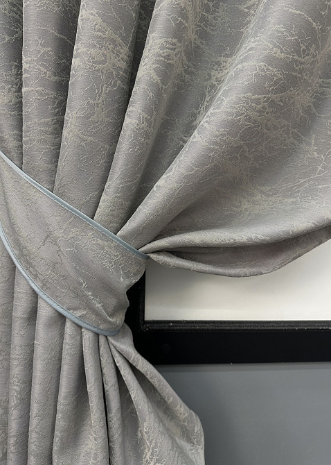 Комплект коротких штор VR-Textil Жакард Viva Marmo № 1781ш Світло-сірий 140х170 см 2 шт (35-0366) Київ - фото 4