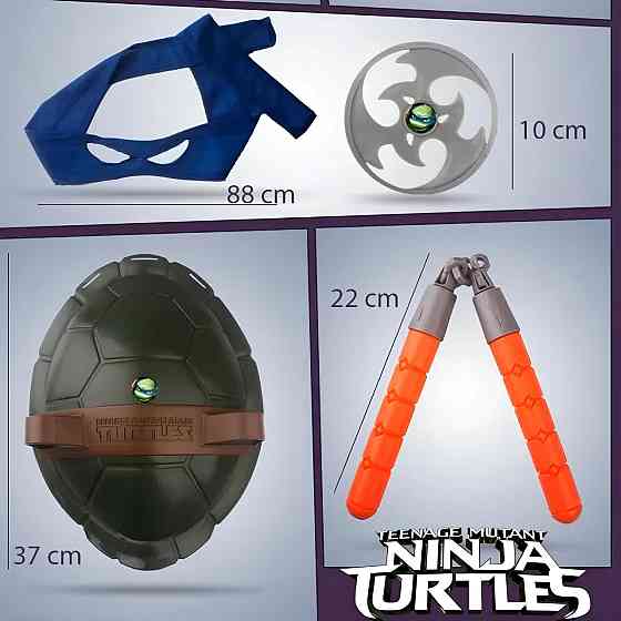 Бойовий набір Мікеланджело Черепашки Ніндзя RESTEQ, дитячий набір зі зброєю пов`язкою панцирем та сюрикенами Київ