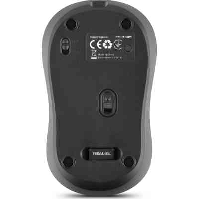 Мишка REAL-EL RM-450W Wireless/Bluetooth Black/Gray (EL123200046) Вінниця