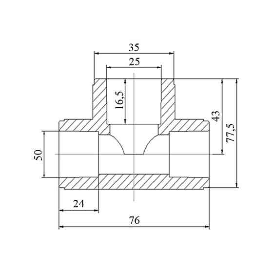Трійник PPR Blue Ocean 50х25х50 редукційний Київ