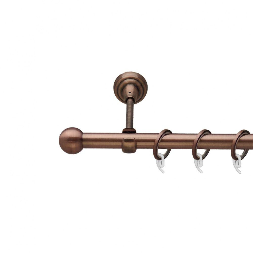 Карниз Orvit Куля Болонь металевий однорядний відкритий гладка труба кільце фасонне металеве  Мідь 19 мм 200 см (00-00011834) Львів - фото 1