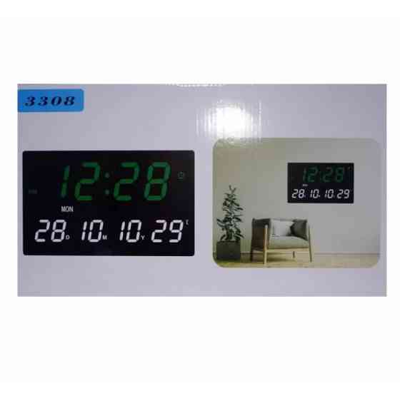 Настінний годинник 3308 із зеленою підсвіткою, чорний Вінниця