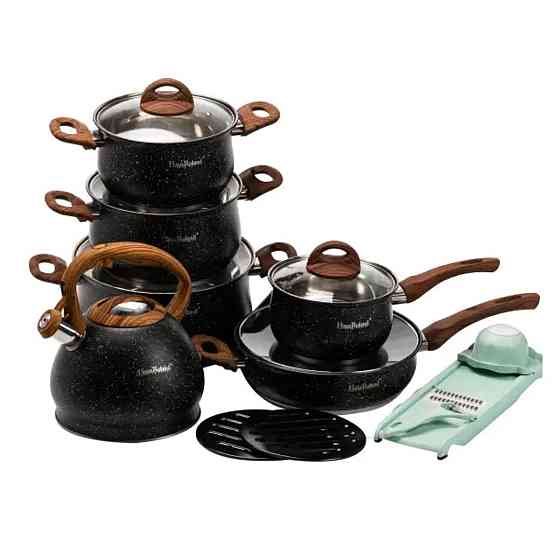 Yiwu Набір посуду для приготування із нержавіючої сталі 10 предметів чорний HP33530B Коломия