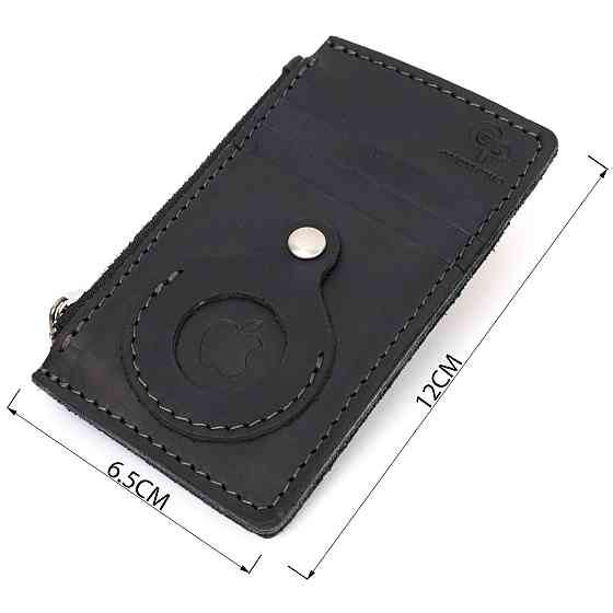 Вертикальний картхолдер з утримувачем для Apple AirTag з натуральної шкіри GRANDE PELLE 11626 Чорний Київ