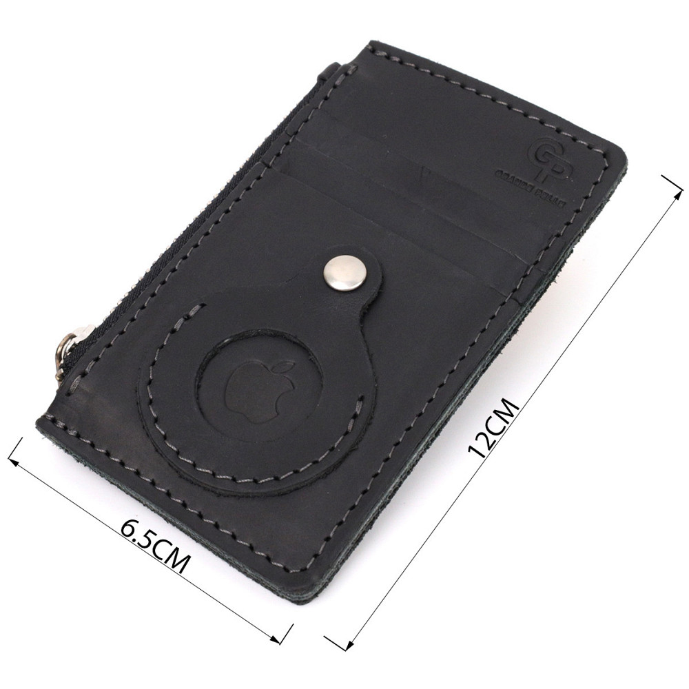 Вертикальний картхолдер з утримувачем для Apple AirTag з натуральної шкіри GRANDE PELLE 11626 Чорний Київ - фото 3