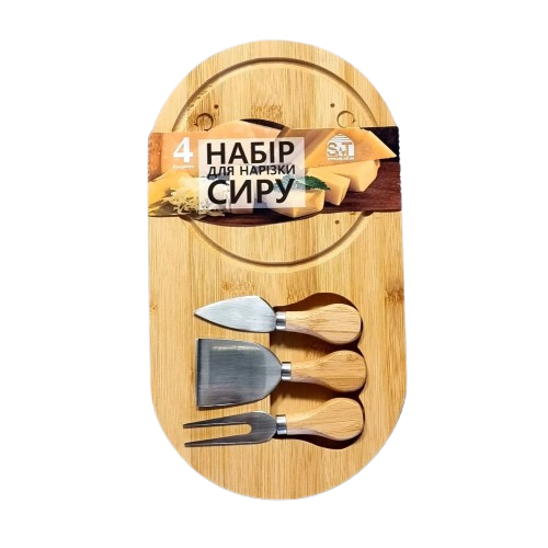 Набір для нарізки сиру 33*18*1см (дошка бамбук. + ніж для сиру - 3шт.) 8835 S&T Житомир