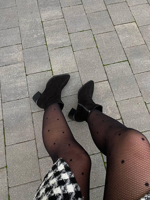 No brend Стильні замшеві черевики жіночі демісезонні весна-осінь чорні на стійкому каблуці р. 3 Коломия - фото 6