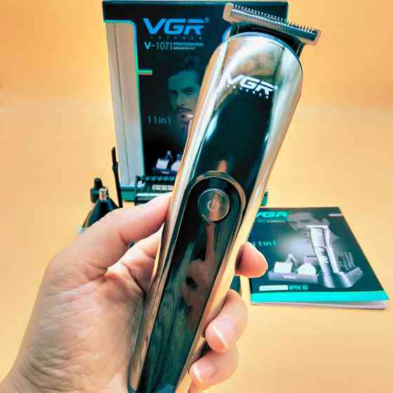 Аккумуляторная машинка для стрижки 5в1, VGR V-107 / Триммер для бороди / Набор для стрижки волос Киев