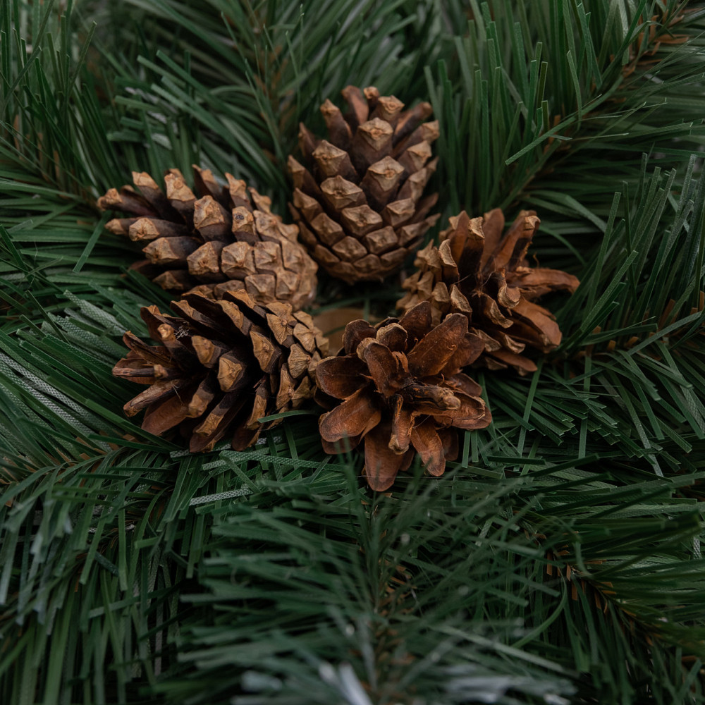 Lugi Штучний підсвічник вінок Новорічний з декором зелений із засніженими кінчиками на 1 свічку Коломыя - изображение 5