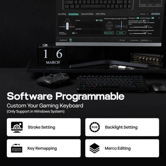 Игровая механическая клавиатура Ajazz AK680 MAX Black: Магнитные свечи, Rapid Trigger, RGB, Hot-Swap, 65% (Б/У, Состояние 10/10) Киев