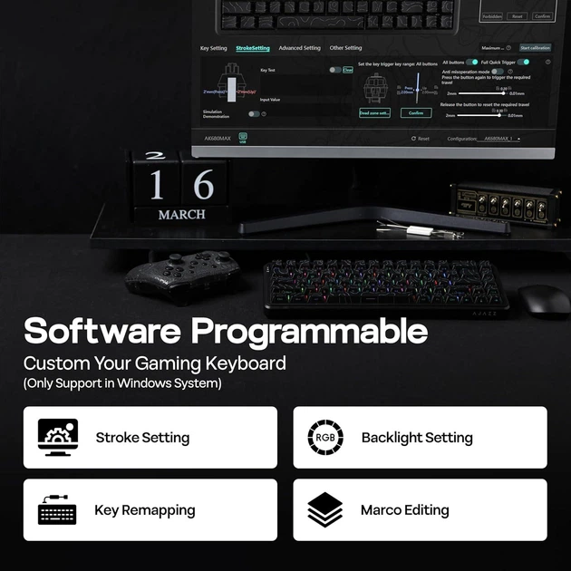 Ігрова механічна клавіатура Ajazz AK680 MAX Black: Магнітні свічі, Rapid Trigger, RGB, Hot-Swap, 65% (Б/В, Стан 10/10) Київ - фото 6