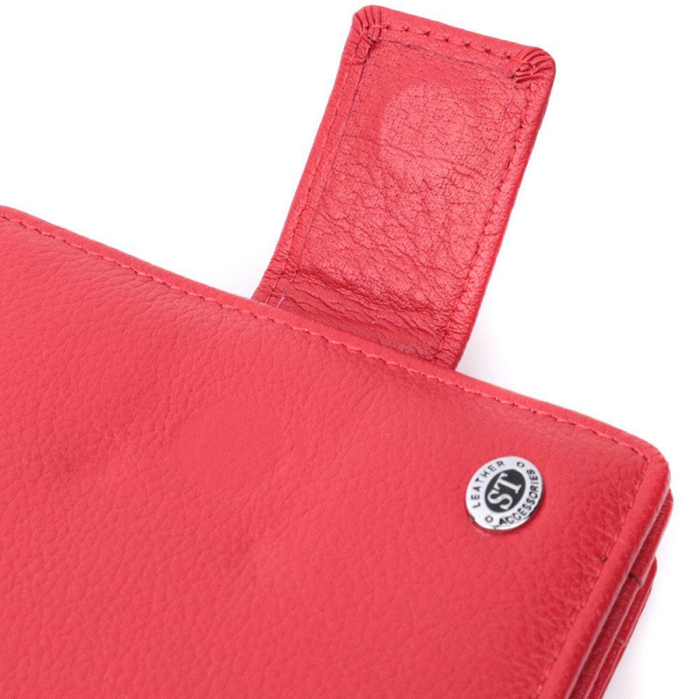 Яркий женский кошелек с монетницей и блоком для пропусков из натуральной кожи ST Leather 22714 Красный Киев - изображение 5