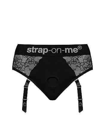 Мереживні трусики для страпона з підв’язками для панчіх Strap-On-Me DIVA HARNESS - L Sex Aura Київ