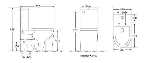 Унітаз-компакт Mixxus Premium Bevel-0401-T1 625x390x845mm, система змиву TORNADO 1.0   ( MP6473 ) 32611 Харків