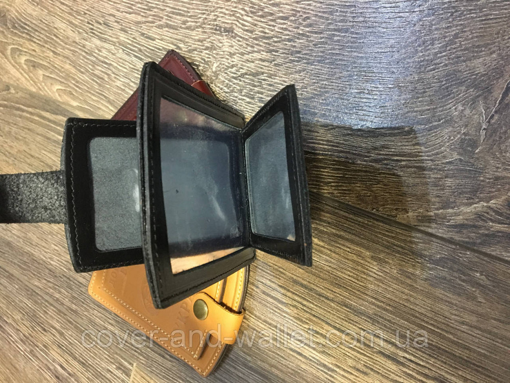 Бордова обкладинка документи водія на кнопці із натуральної шкіри Київ - фото 5