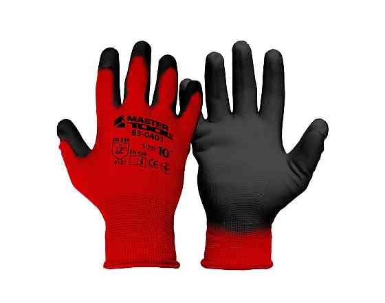 MASTERTOOL Рукавички трикотажні безшовні MASTERTOOL нітрилове покриття долоні 10" 12 пар червон Киев