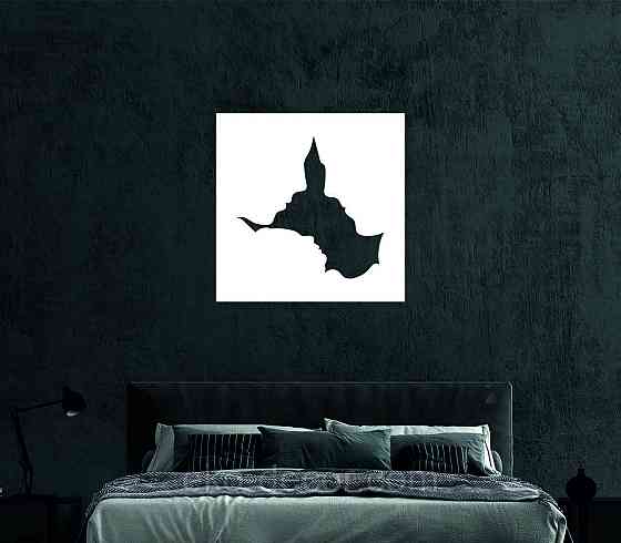 Декоративне настінне 3D Панно «Силует пари», Декор на стіну з об'ємом 90*90 см, Білий Київ