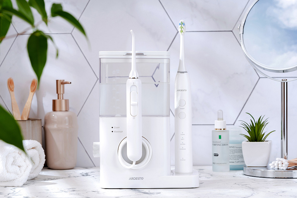Іригатор ARDESTO стаціонарний+електрична зубна щітка, чаша 600 мл, від мережі , 3 насадки, білий Київ - фото 4