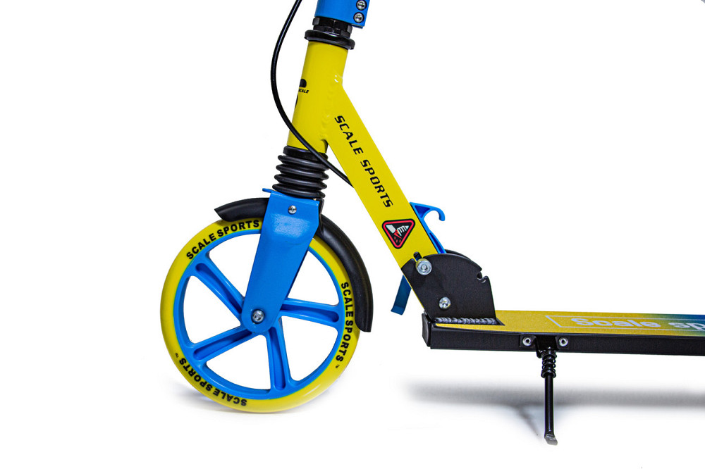 Самокат для дітей від 5-ти років з ручним гальмом, ліхтариком та дзвіночком Scale Sports SS-08. Жовто-гол Одеса - фото 6