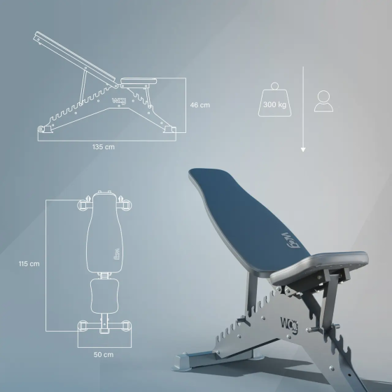 Лавка для жиму горизонтальна регульована WCG Blade без стійок Київ