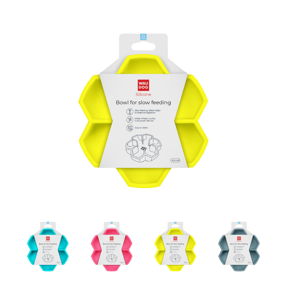 Миска для медленного питания WAUDOG Silicone, 450 мл, желтый Киев - изображение 1