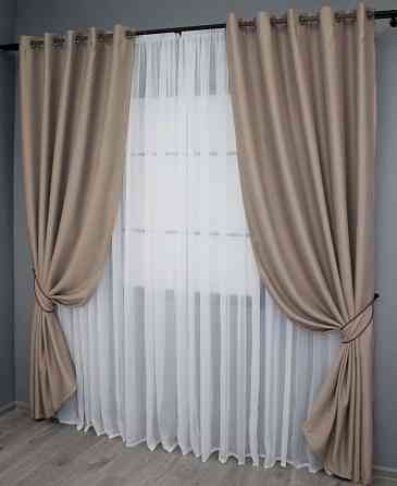 Комплект штор на люверсах VR-Textil Bagema Rvs № 1242ш 150х250 см 2 шт Какао (37-0111) Київ