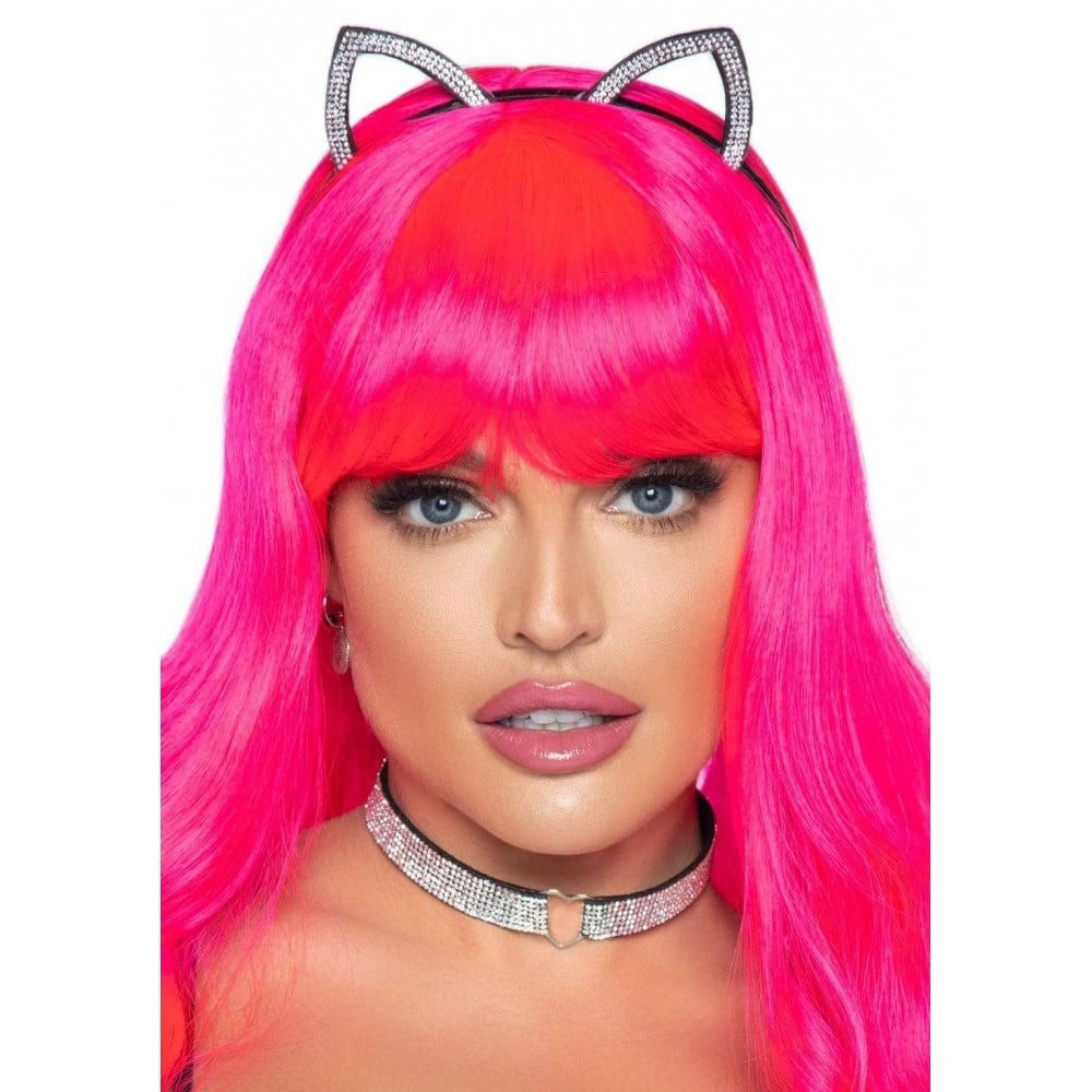 Набор аксессуаров Bling Kitty Leg Avenue со стразами, ушки и чокер Sex Aura Киев - изображение 1