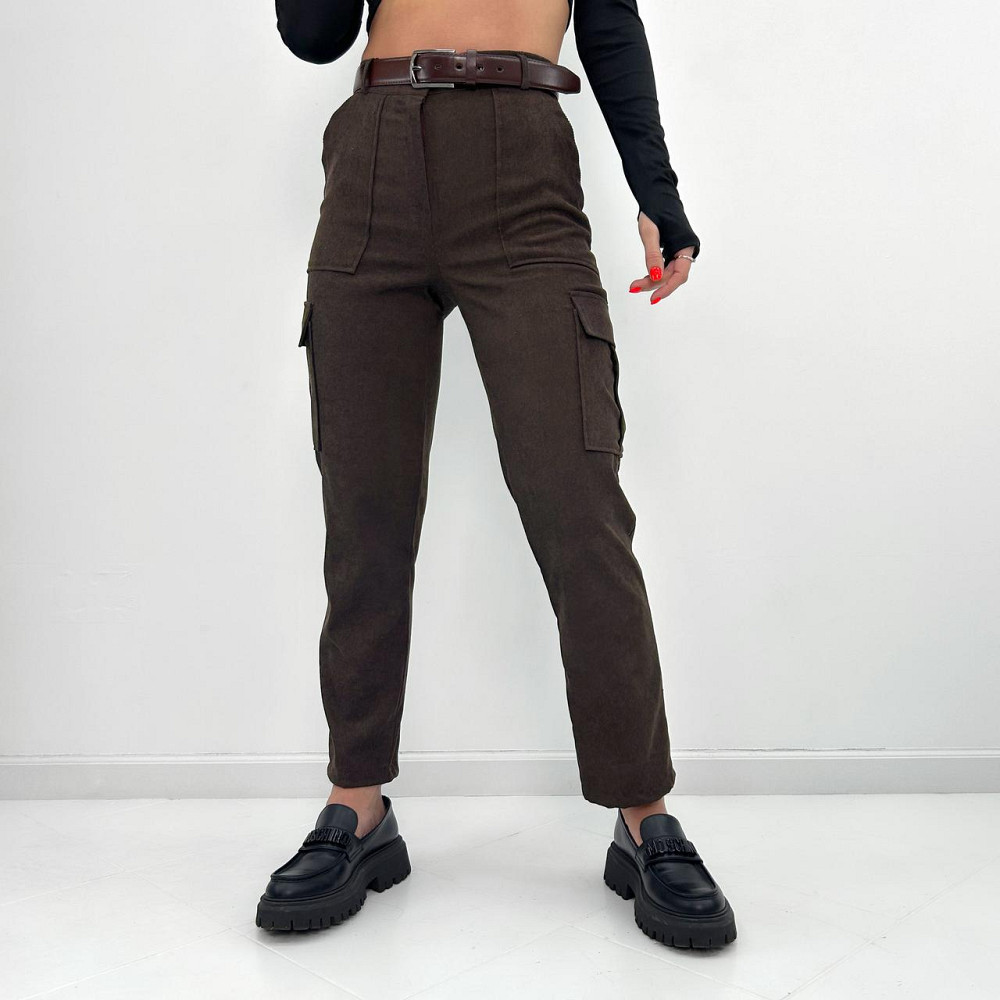 Жіночі вельветові брюки карго "Urban" оптом | Батал Шоколадний, 50 Київ - фото 7