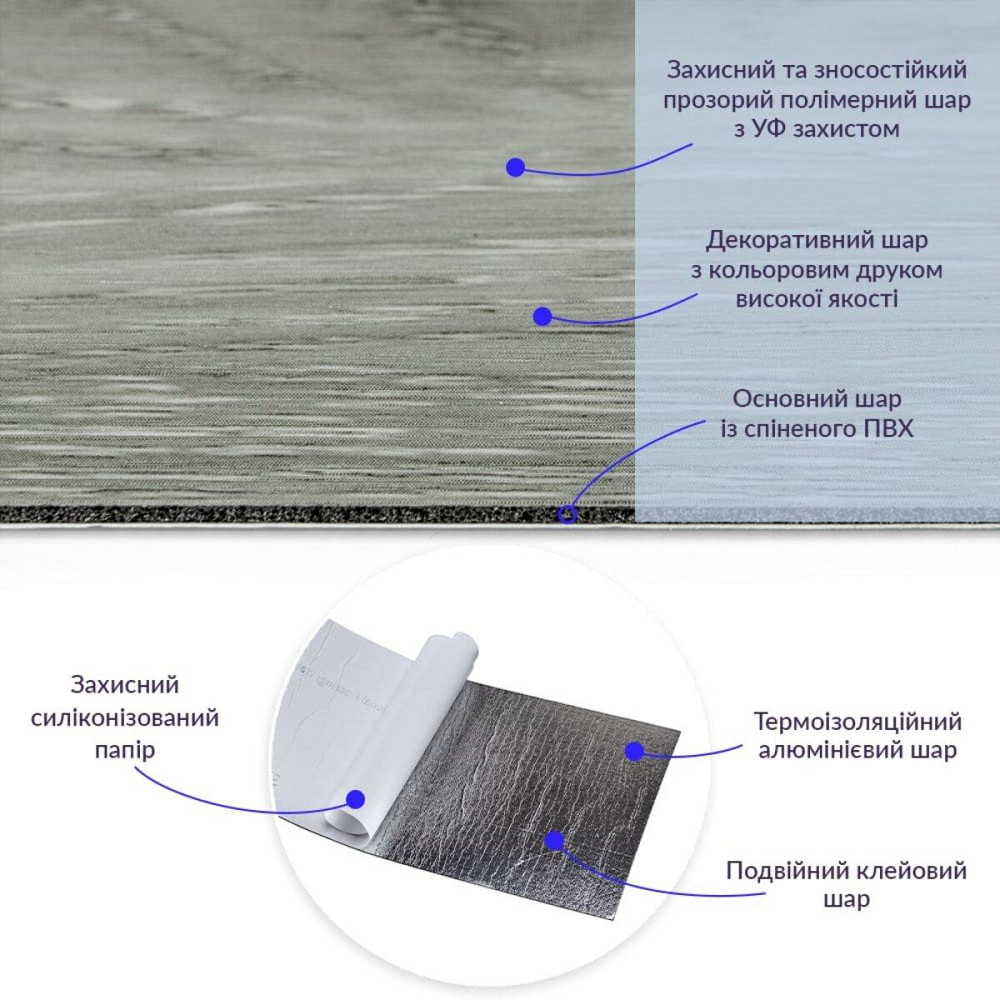Самоклеящаяся виниловая плитка 152.4х914.4х1.5мм Серое дерево, цена за 1 шт. (СВП-001) Матовая SW-00000283 Днепр - изображение 2