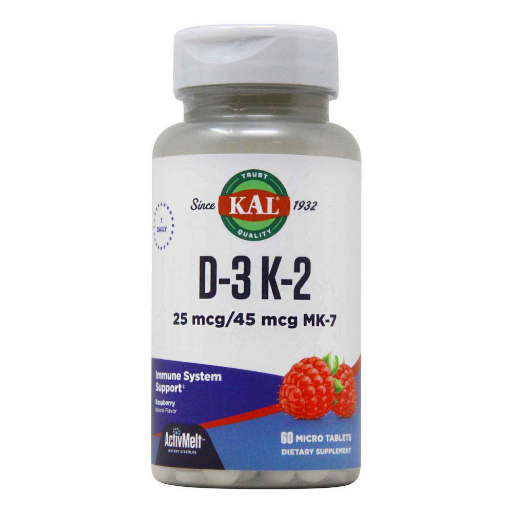 Витамины Д3 и K2 (Vitamin D-3 K-2) 1000 МЕ/45 мкг 60 таблеток со вкусом красной малины Киев - изображение 1