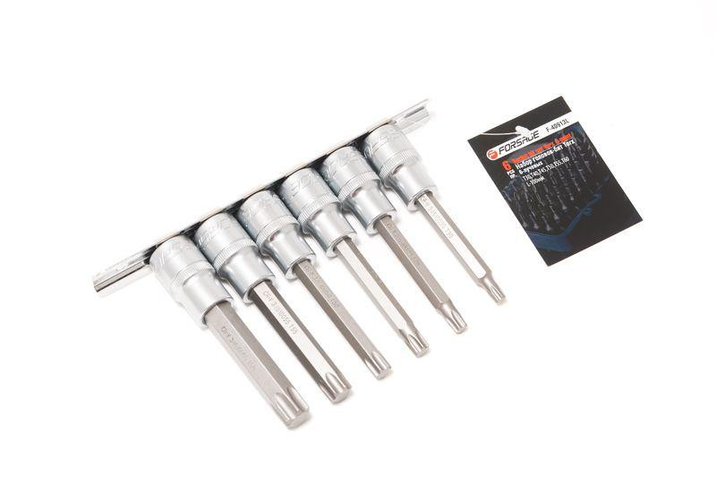 Набір головок-біт 6пр. 1/2" Torx 6-променевих (Т30, Т40, Т45, Т50, Т55, Т60, L-100мм) на планці Одеса - фото 1