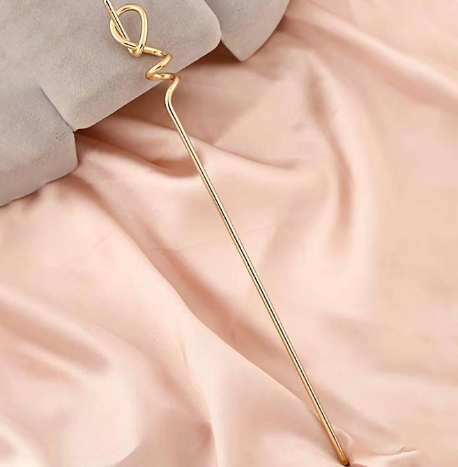 Шпилька для волос палочка металлическая 17,7 см золотистая для пучка Киев - изображение 2