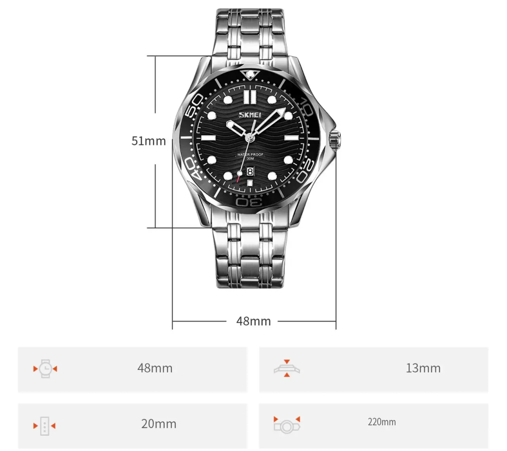 Мужские классические часы Skmei 9276 (Серебристые с черным циферблатом) Винница - изображение 7