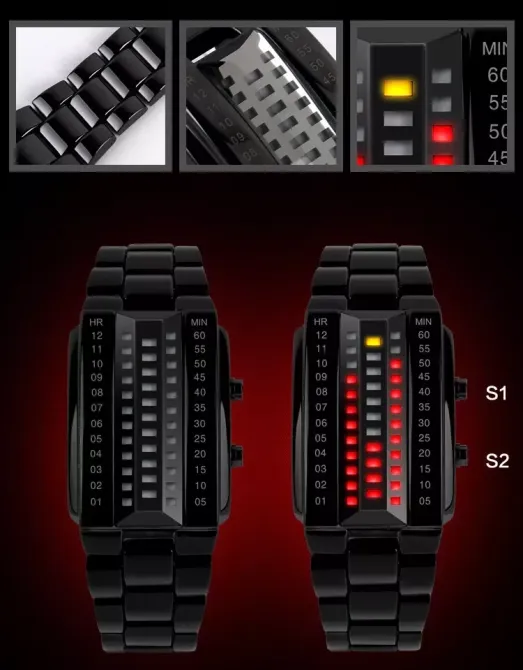 Унікальний бінарний чоловічий годинник Skmei 1035 (Чорний) Київ - фото 9