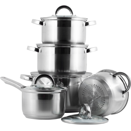 Набір каструль 10 предметів (ківш 2,1л/каструлі 2,1/2,9/3,9/6,5л) нержавіюча сталь 5633S KAMILLE Житомир