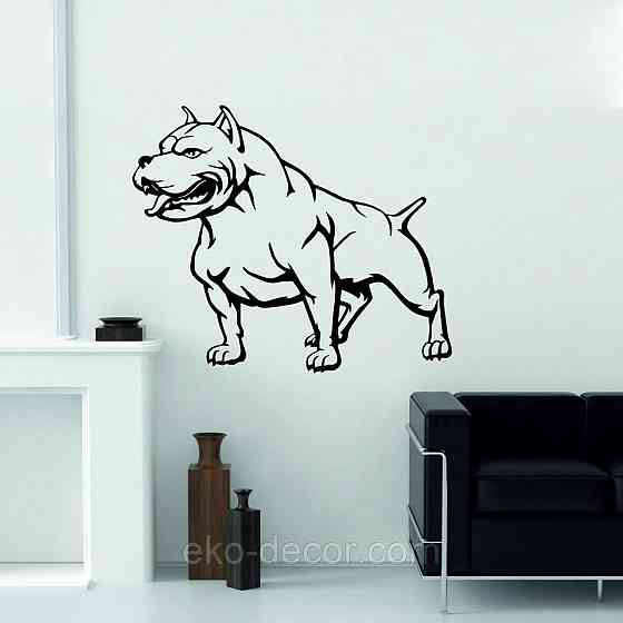 Декоративное настенное Панно «Американский питбультерьер» Декор на стену 70*58 см, Черный Киев