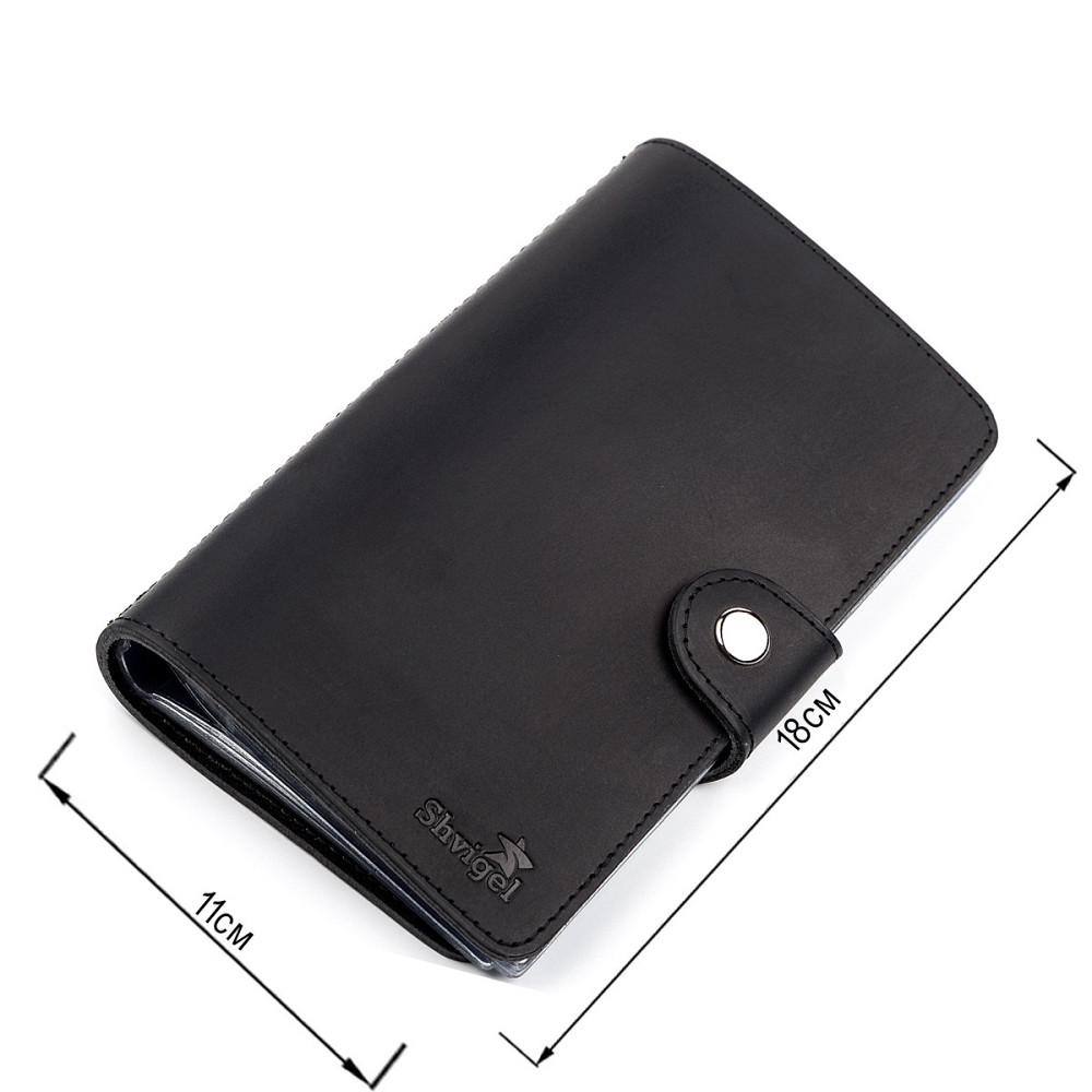 Визитница большая Shvigel 13905 кожаная Черная Киев - изображение 3