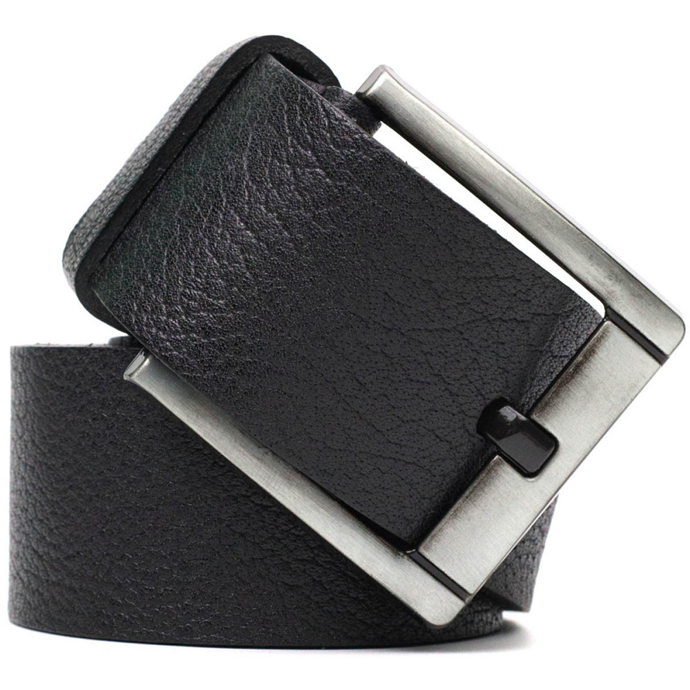 Чоловічий джинсовий ремінь з механічною пряжкою з натуральної шкіри Чорний (BOND) Київ - фото 1