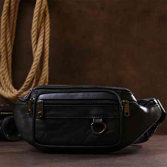 Мужская кожаная сумка на пояс Черный (Vintage) Киев