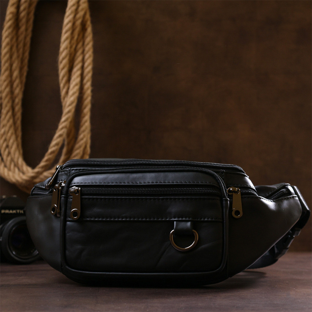 Мужская кожаная сумка на пояс Черный (Vintage) Киев - изображение 1