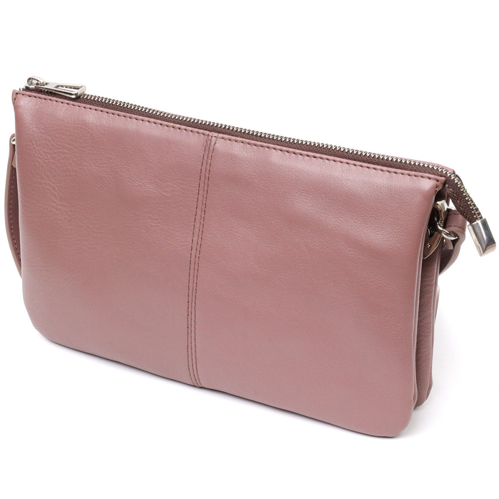 Красивий жіночий клатч із натуральної шкіри Пудровий (GRANDE PELLE) Київ - фото 12