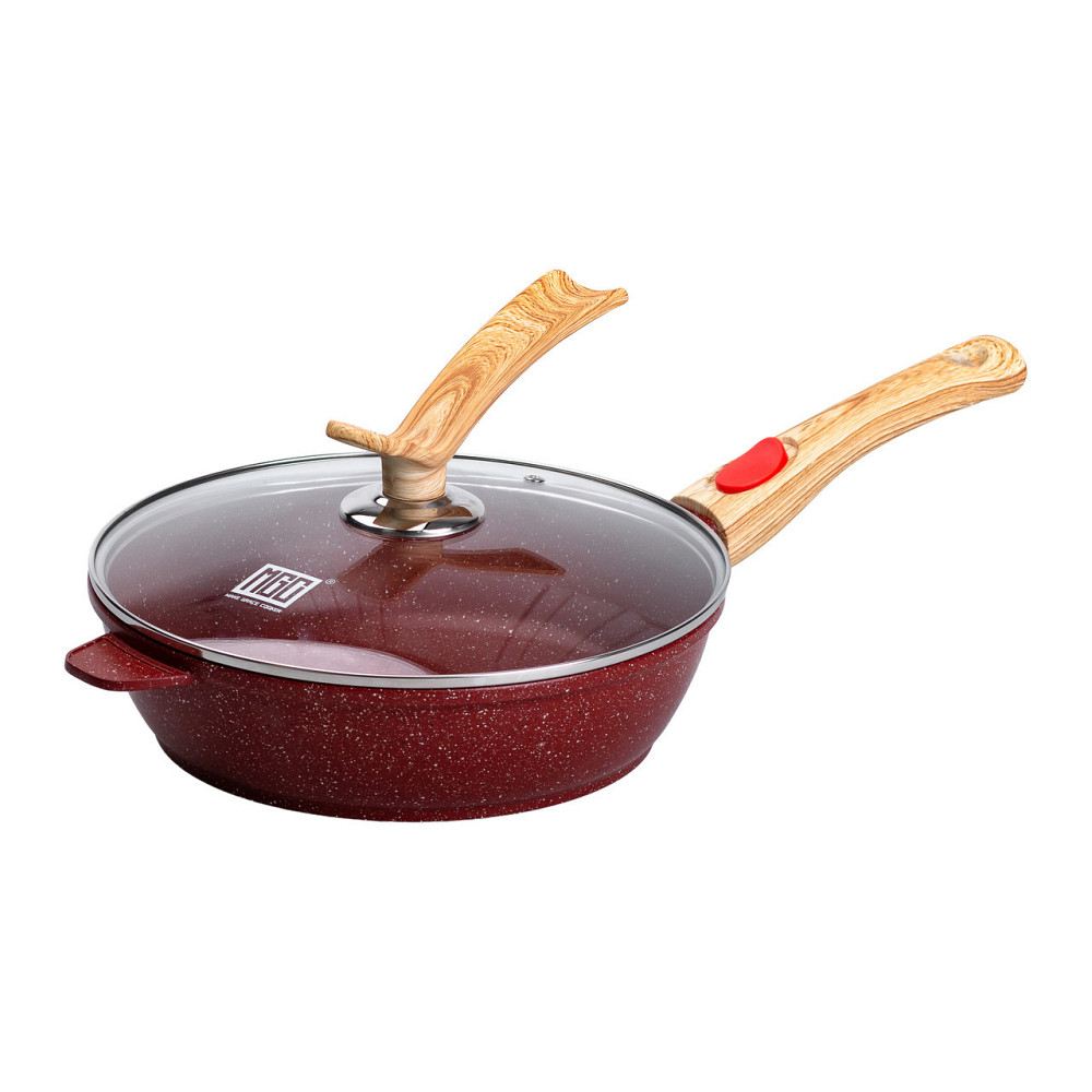 Алюминиевая глубокая сковорода (2,8 л) со стеклянной крышкой Ø 26 см Красный MGC HP-4-464R Киев - изображение 1