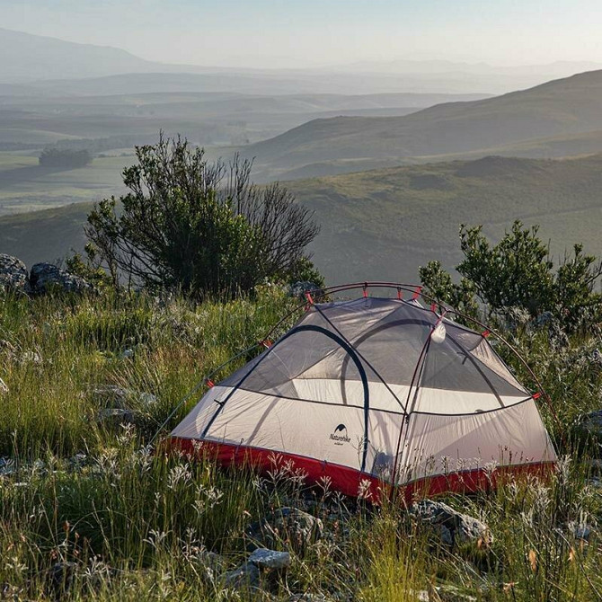 Намет надлегкий двомісний  з футпринтом Naturehike Star-River 2 Updated NH17T012-T, 20D, сіро-червон Київ - фото 7