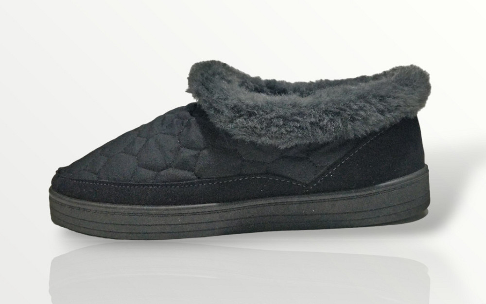 Тапочки женские с задником, на овчине бабуши теплые женские черные Одесса - изображение 5