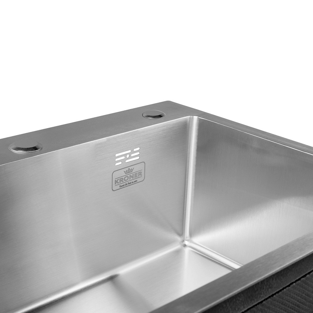 Кухонная мойка с нержавеющей стали Kroner KRP Gebürstet - 5843HM (3/1 мм) с сушилкой для посуды Киев - изображение 6