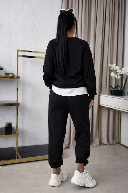 Женский прогулочный костюм двойка: кофта и штаны двунитка Черный, 46/48 Одесса - изображение 4