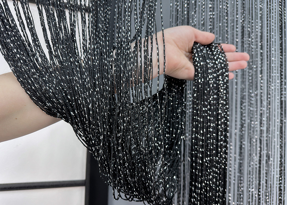 Шторы-нити с люрексом Черный 300х300см 1 шт (61-099) Киев - изображение 6