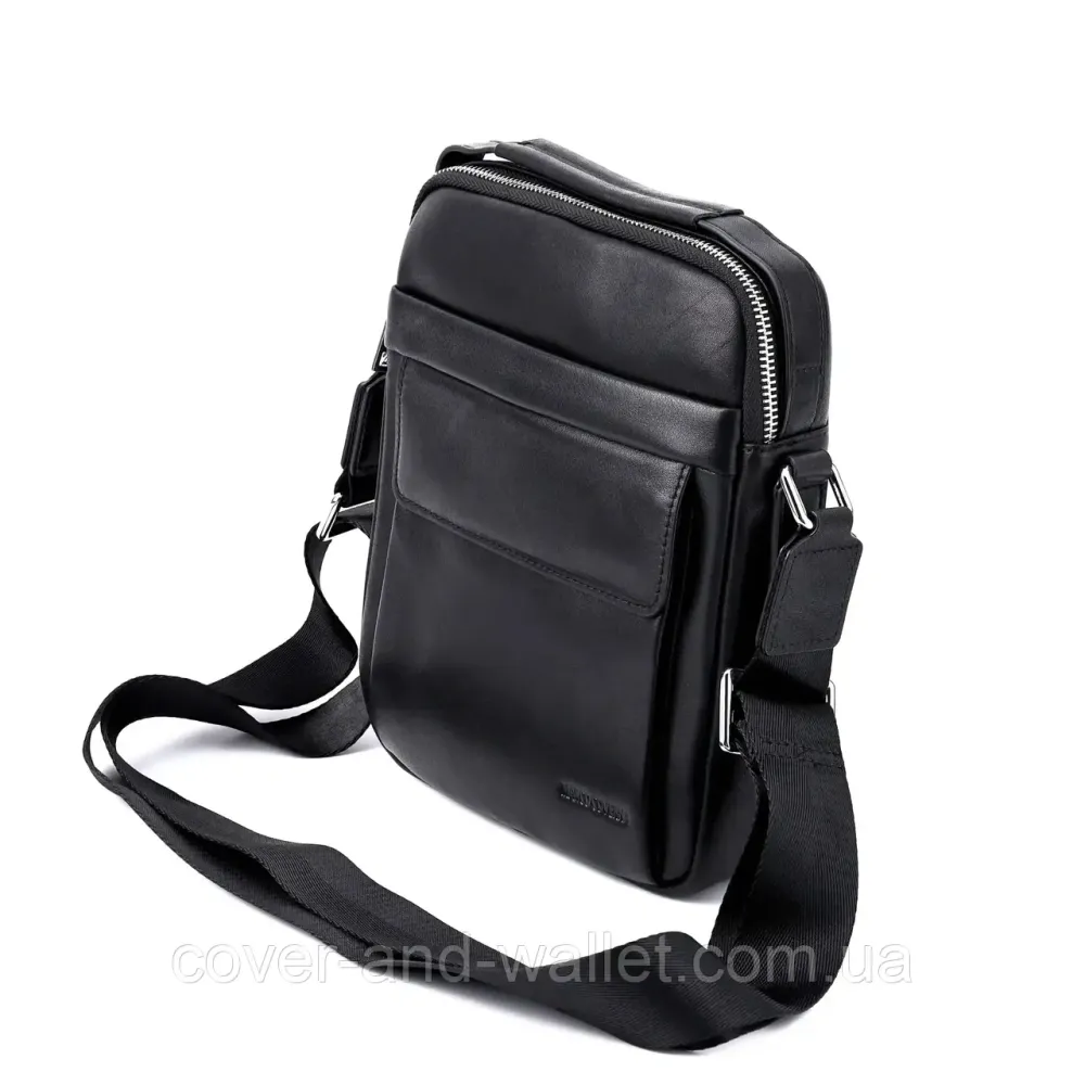 Фірмова чоловіча сумка-барсетка з натуральної шкіри Marco Coverna 7706 black Київ - фото 2