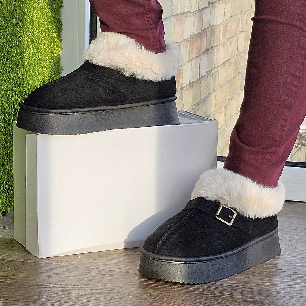 Зимові жіночі Уги Чорні Чобітки з Хутром Теплі (розміри: 36,37,38,39,40,41) Дніпро - фото 1