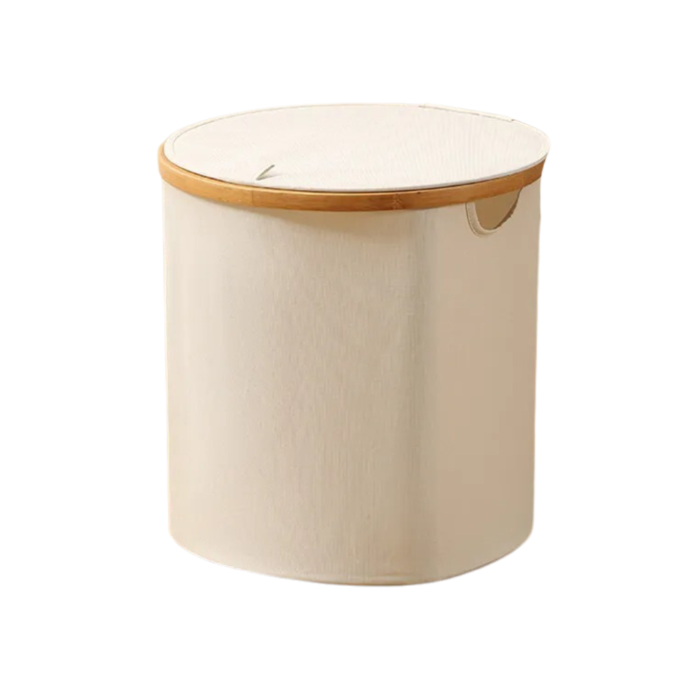 Корзина для белья складная с бамбуковыми ручками и крышкой,белая Каменец-Подольский - изображение 4